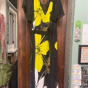 Floral Black and Yellow Dress